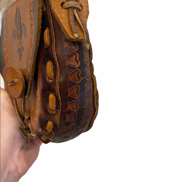 Handmade Leather Boho Vintage 90’s Crossbody Bag NWT - Picture 4 of 9